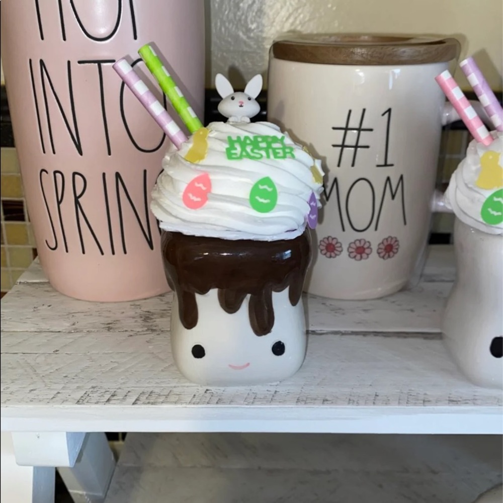 Marshmallow Mug Easter Decorated Faux Whipped Cream Topper